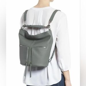 NWT ALLSAINTS Fetch Convertible Leather Backpack - Small - Mink Grey